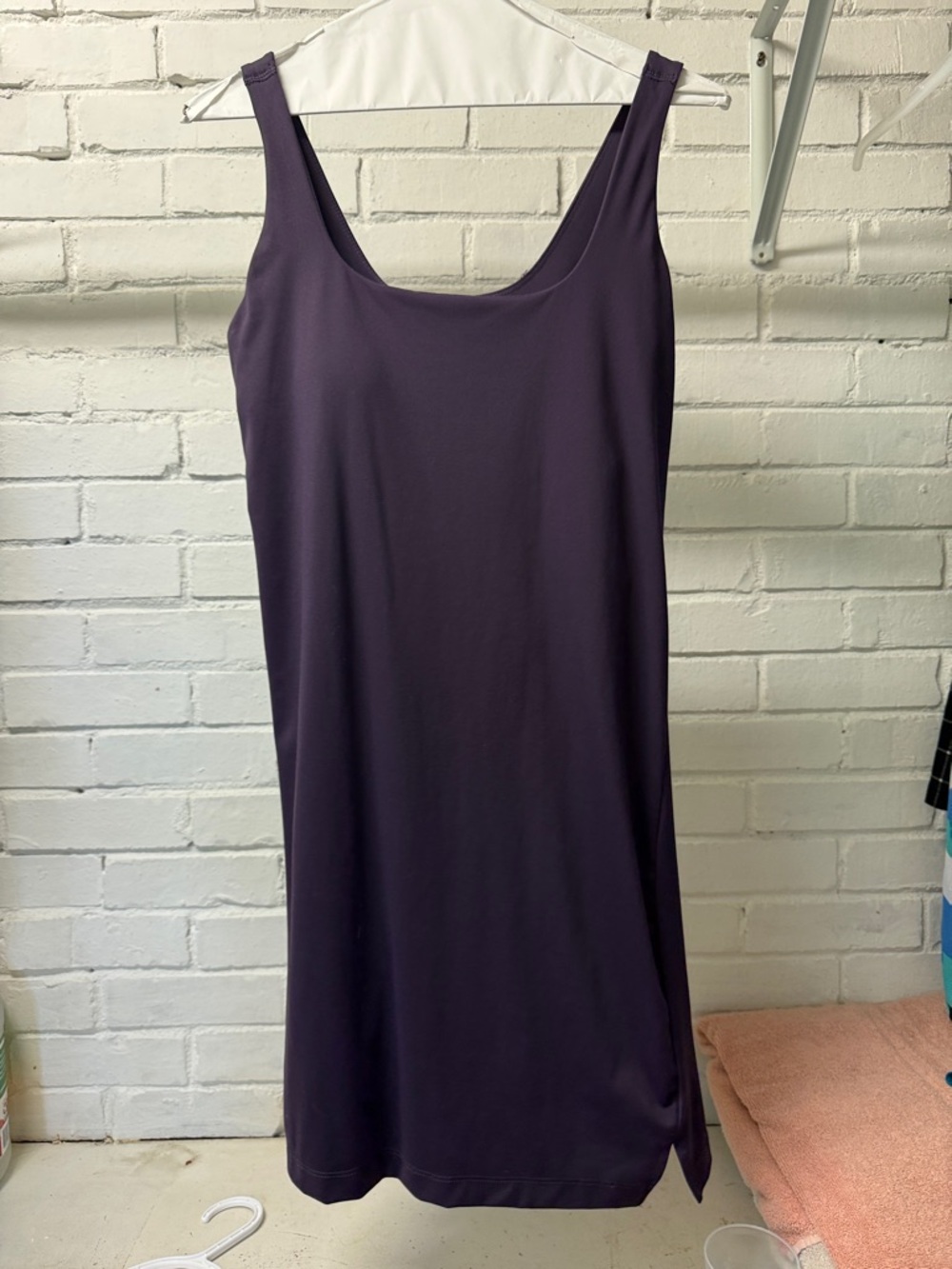 Active Sleeveless Scoop Neck Dress in Deep Plum with Built In Bra